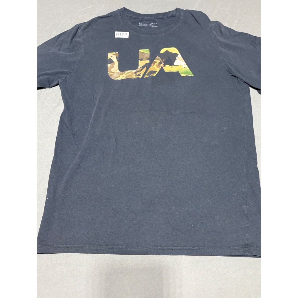 Under Armour Mens HeatGear Loose Fit Camo Logo Graphic T-Shirt Black Large